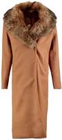 Thumbnail for your product : boohoo Tall Faux Fur Trim Wool Look Coat