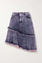 Thumbnail for your product : See by Chloe Asymmetric Tiered Frayed Acid-wash Denim Skirt