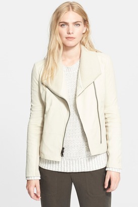 Vince Ribbed Collar Leather Jacket