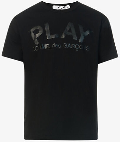 Comme des Garçons PLAY Mens Black Reverse Logo-Print Cotton-Jersey T-Shirt L