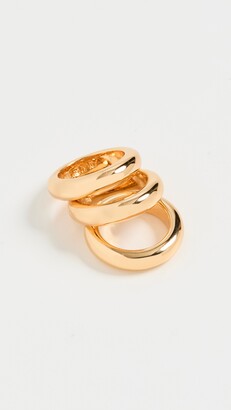Timeless Pearly Tripple Stack Gold Plated Band Ring Set