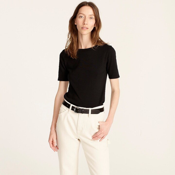 New J Crew Womens Slim Perfect Tee Shirt Black 3X Basic Short Sleeve 