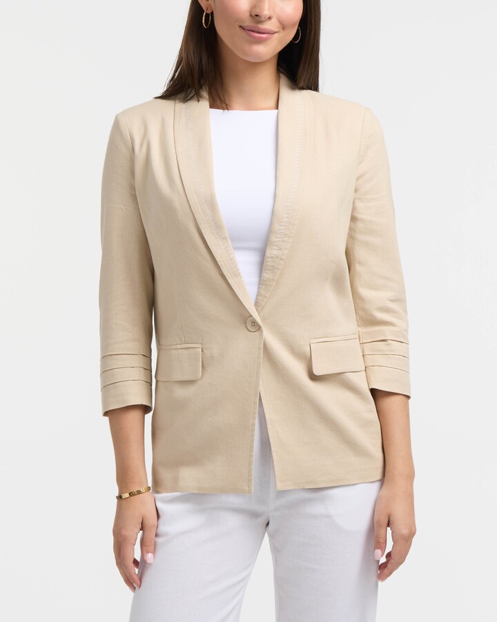Ellen Tracy Women's Tailored Linen-Blend Blazer