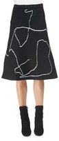 Thumbnail for your product : Derek Lam Calder Line Art A-Line Skirt, Black