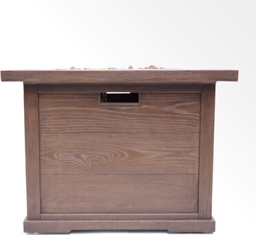 Rosecliff Heights Outdoor Patio 24'' H X 32'' W Square Gas Burning Fire Pit (Tank Inside) Brown With Wood Pattern - 40000 BTU