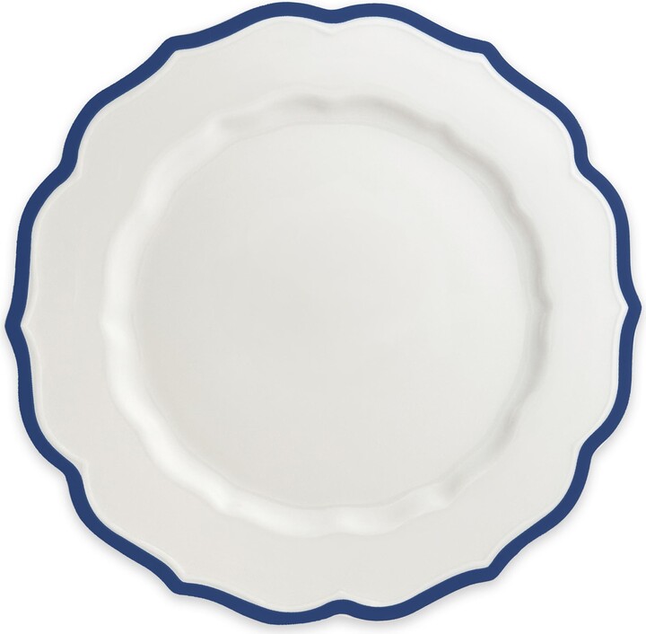 Caskata Stella Blue Scalloped Dinner Plate - Porcelain - Set 4