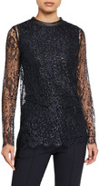 Thumbnail for your product : Brunello Cucinelli Crewneck Lace Top