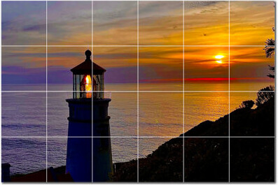 Picture-Tiles.com Lighthouse Photo 6'' x 6'' Satin Ceramic Decorative Mural