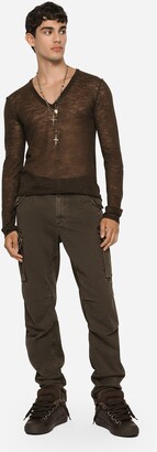 Dolce & Gabbana Technical linen V-neck sweater