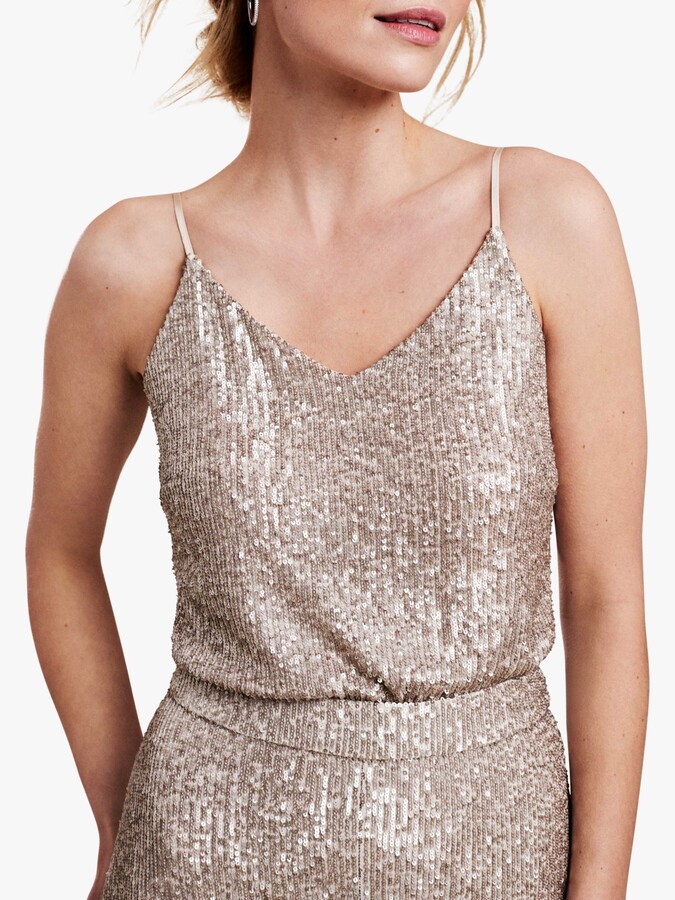 Pure Collection Sequined Camisole Top, Antique Gold ShopStyle