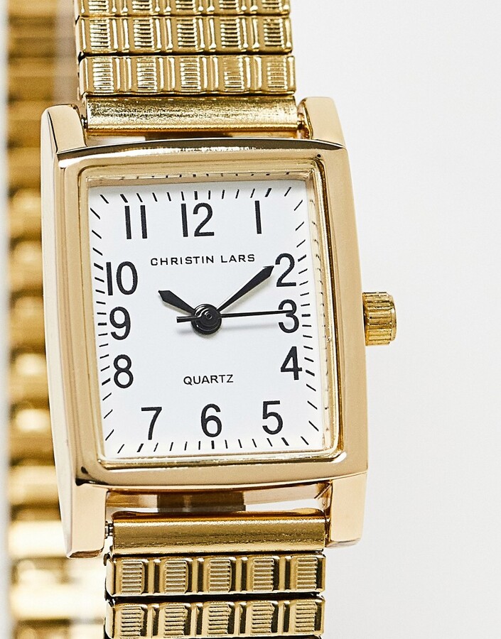 Christin Lars rectangle face watch in gold ShopStyle