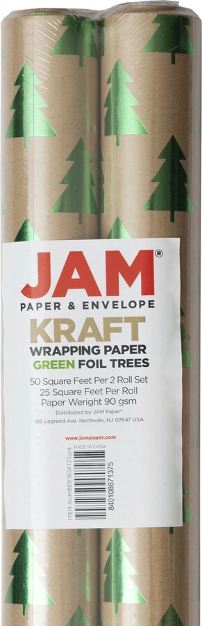 JAM Paper & Envelope JAM PAPER Green Matte Gift Wrapping Paper Rolls - 2  packs of 25 Sq. Ft. - ShopStyle