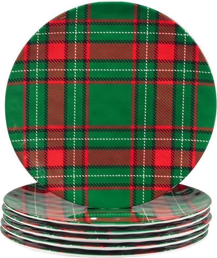 Christmas Plaid Assorted Colors Dinner Plate (Set of 6)
