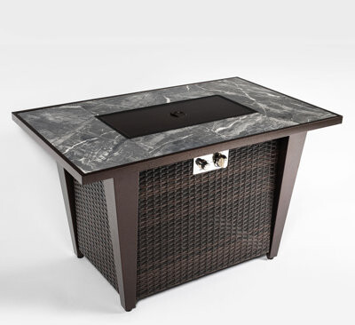 Latitude Run Elegant 42-Inch Square Fire Pit with 60000 BTU Heat Output and Dual-Purpose Design for Outdoor Gatherings and Style