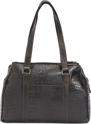 TJMAXX Unisex Leather Hornback Croc Embossed Buffalo Satchel For Men