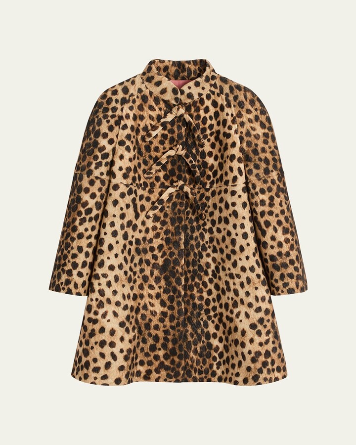 Valentino Garavani Leopard Print Bow Wool Coat