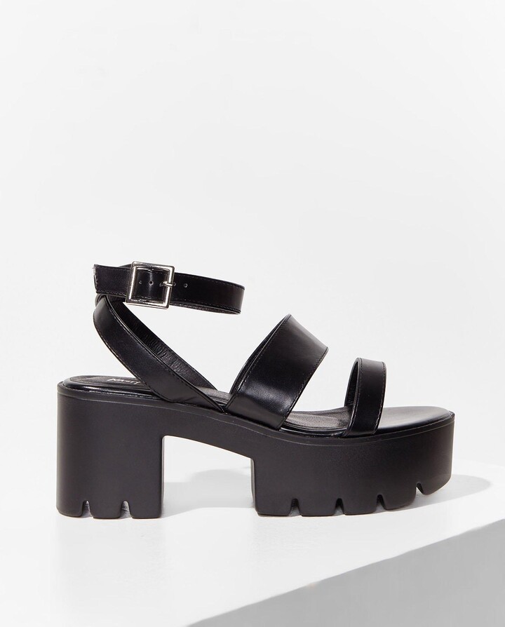 black strappy platform sandals