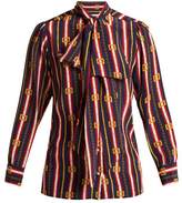 Thumbnail for your product : Gucci Chain Print Silk Shirt - Womens - Blue Multi