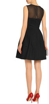 Thumbnail for your product : Halston Georgette-paneled Cotton-blend Ponte Mini Dress
