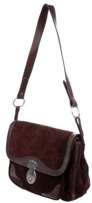 Ralph Lauren Suede Leather-Trimmed Crossbody Bag