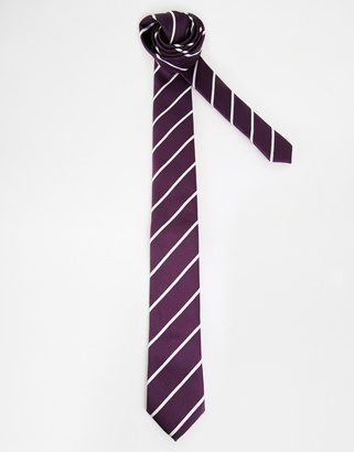 ASOS Tie With Solid Stripe - Purple