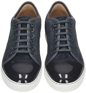 Lanvin Low Top Sneakers In Grey Suede And Leather