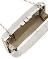 Thumbnail for your product : Sondra Roberts Shimmer Metallic Textured Satin Clutch Bag, Silver