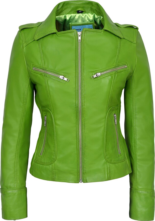 Carrie CH Hoxton RIDER Ladies Lime Green Biker Motorcycle Style Soft ...