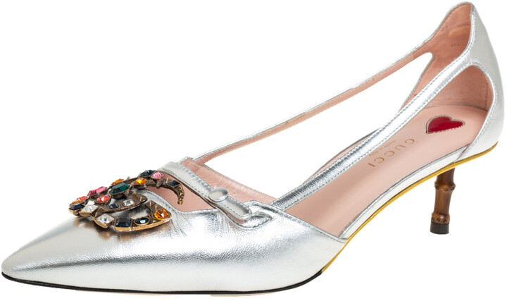 gucci silver heels