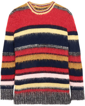 ALEXACHUNG Striped Knitted Sweater - Red