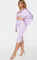 Thumbnail for your product : PrettyLittleThing Lilac Satin Cut Out Flare Sleeve Midi Dress