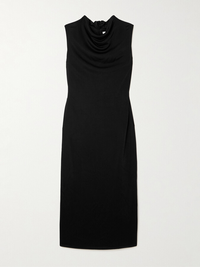 Jil Sander Draped Satin-jersey Maxi Dress - Black