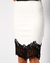 Thumbnail for your product : Lipsy PU Pencil Skirt with Lace Trim