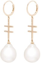 Thumbnail for your product : By Pariah 14kt gold Double Cross pearl diamond earrings
