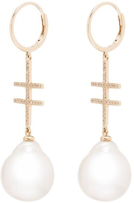 By Pariah 14kt gold Double Cross pearl diamond earrings