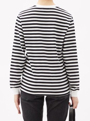 Bella Freud Logo-embroidered Striped Cotton-jersey T-shirt - Black