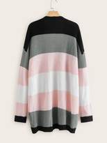 Thumbnail for your product : Shein Cut And Sew Open Front Drop Shoulder Cardigan
