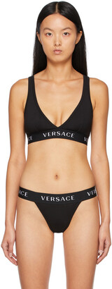 Versace Underwear Black Logo Triangle Bralette