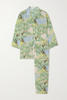 Thumbnail for your product : Olivia von Halle Casablanca Casca Printed Silk Crepe De Chine Pajama Set - Blue - small