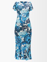 Thumbnail for your product : Rhode Resort Lulani Floral-print Recycled-fibre Crepe Dress - Blue Print