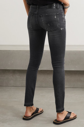 R 13 Kate Distressed Low-rise Skinny Jeans - Black