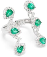 Thumbnail for your product : Stéfère 18kt White Gold Diamond Emerald Structured Ring
