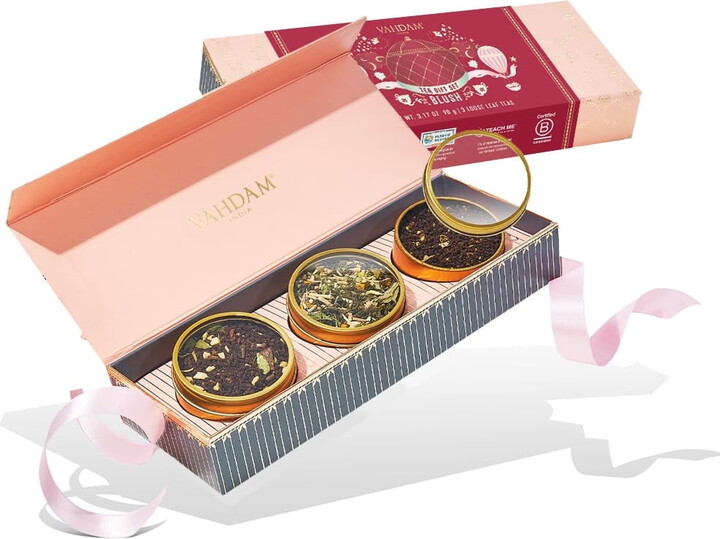 VAHDAM Blush Tea Gift Set (3 Varieties, 90g/3.17oz, 45+ Cups) | Gift for Everyone, Lover, Wife