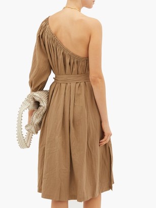 Loup Charmant Azores One-shoulder Organic-cotton Dress - Brown