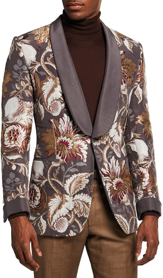 Brioni Men's Embroidered Floral Shawl Dinner Jacket - ShopStyle Sport Coats  & Blazers