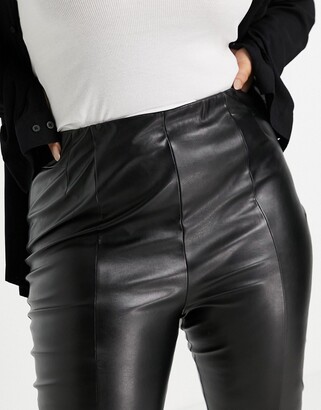 ASOS DESIGN ASOS DESIGN Curve super skinny sculpt leather look pants in black
