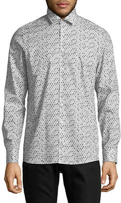 Pure Circle-Print Slim-Fit Cotton Sport Shirt
