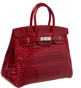 Thumbnail for your product : Hermes Rouge Braise Porosus Crocodile 18K White Gold Encrusted Diamond Birkin 35 Bag