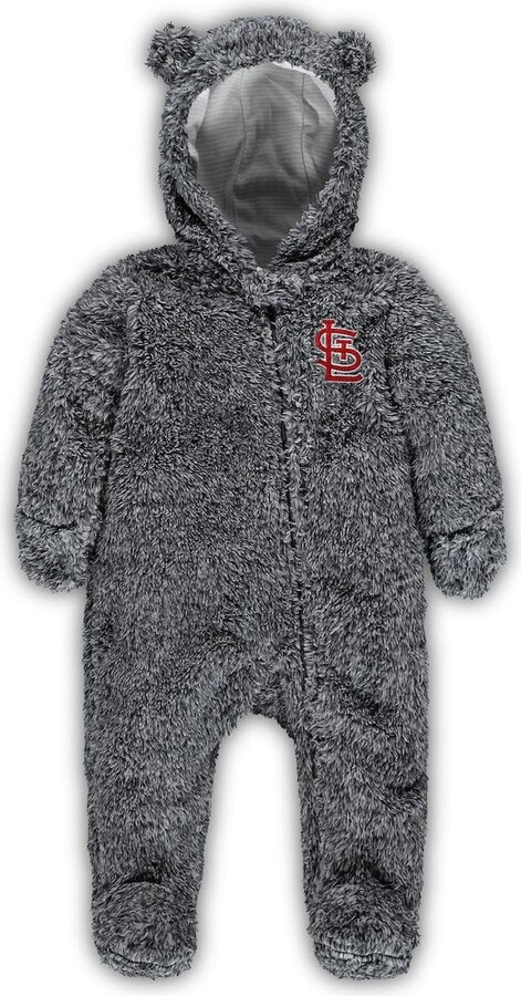 Outerstuff Newborn and Infant Red/Gray St. Louis Cardinals Game Nap Teddy  Fleece Bunting Full-Zip Sleeper