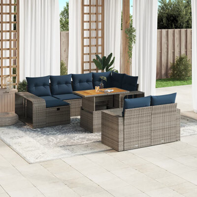 VidaXL 11 Piece Patio Sofa Set With Cushions Poly Rattan